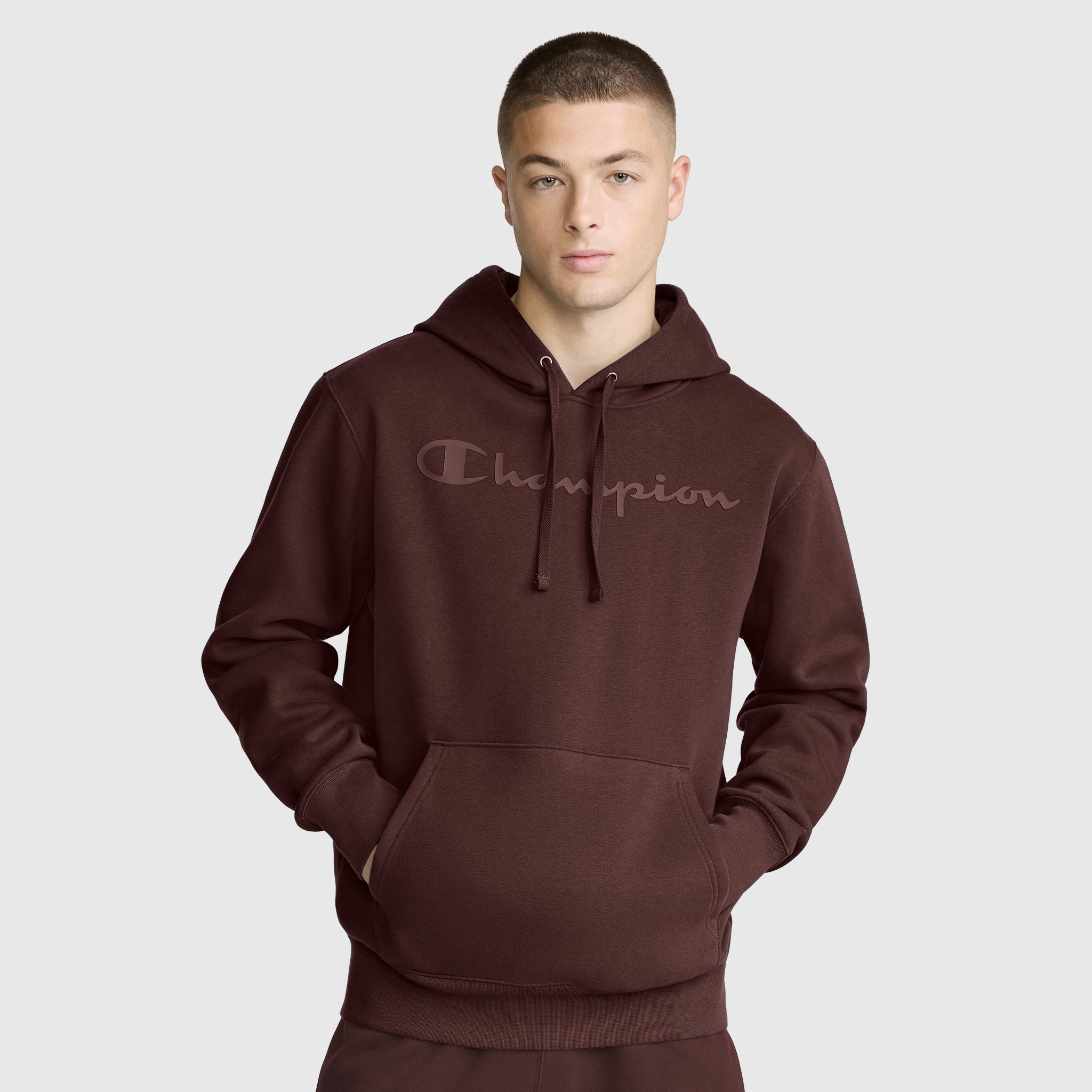 Powerblend Hoodie. Tonal Script Logo