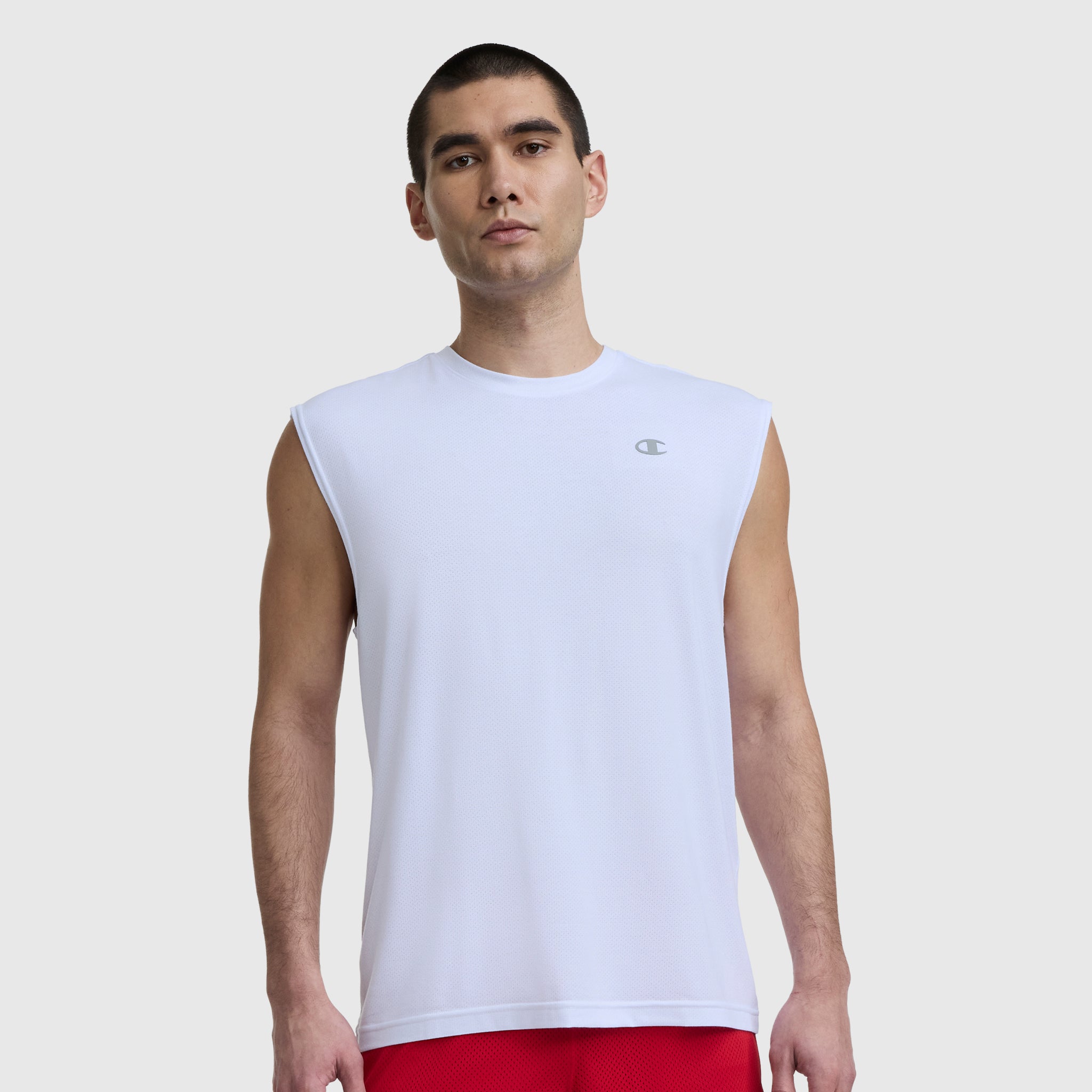 Sport Crewneck Muscle Tee. Script Logo