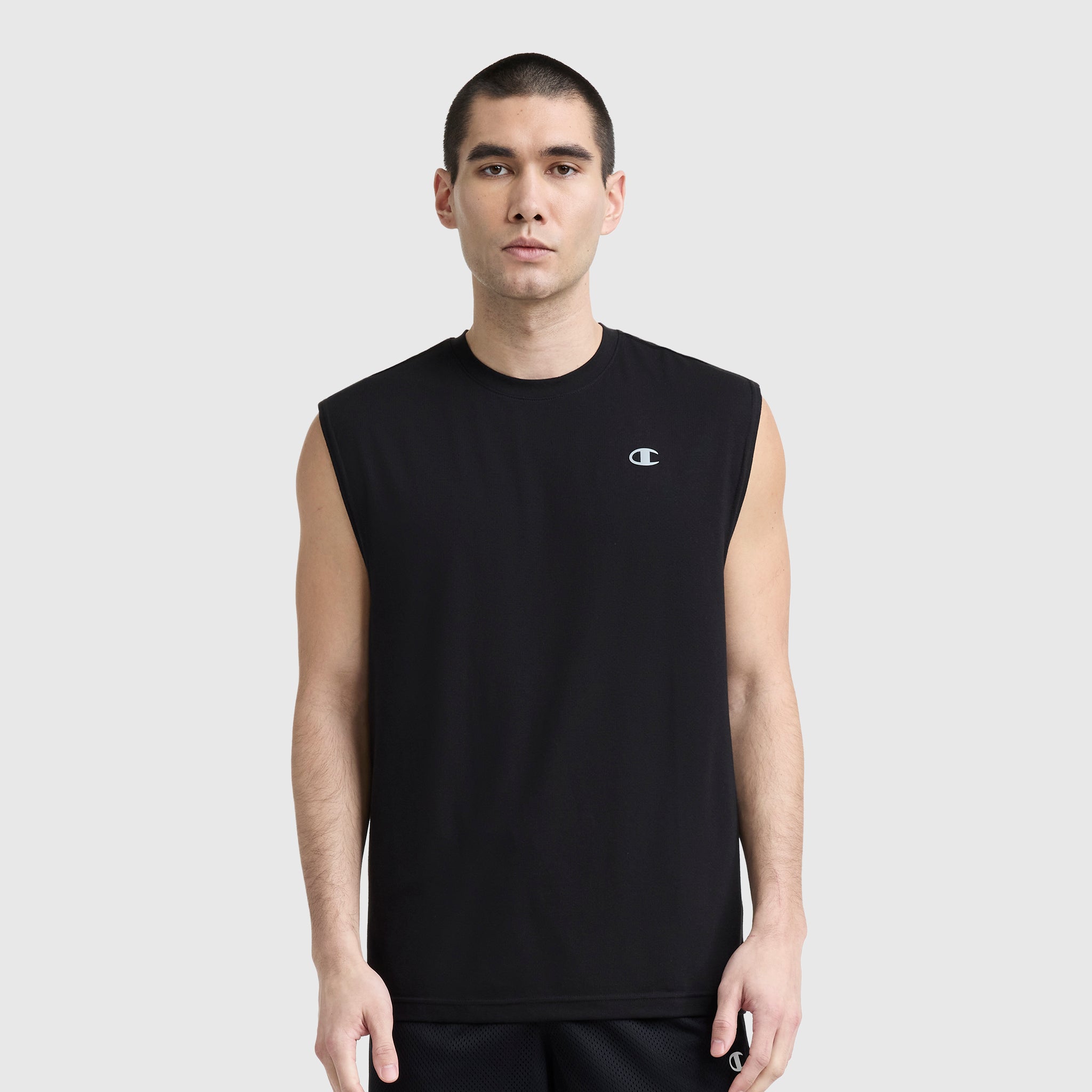 Sport Crewneck Muscle Tee. Script Logo