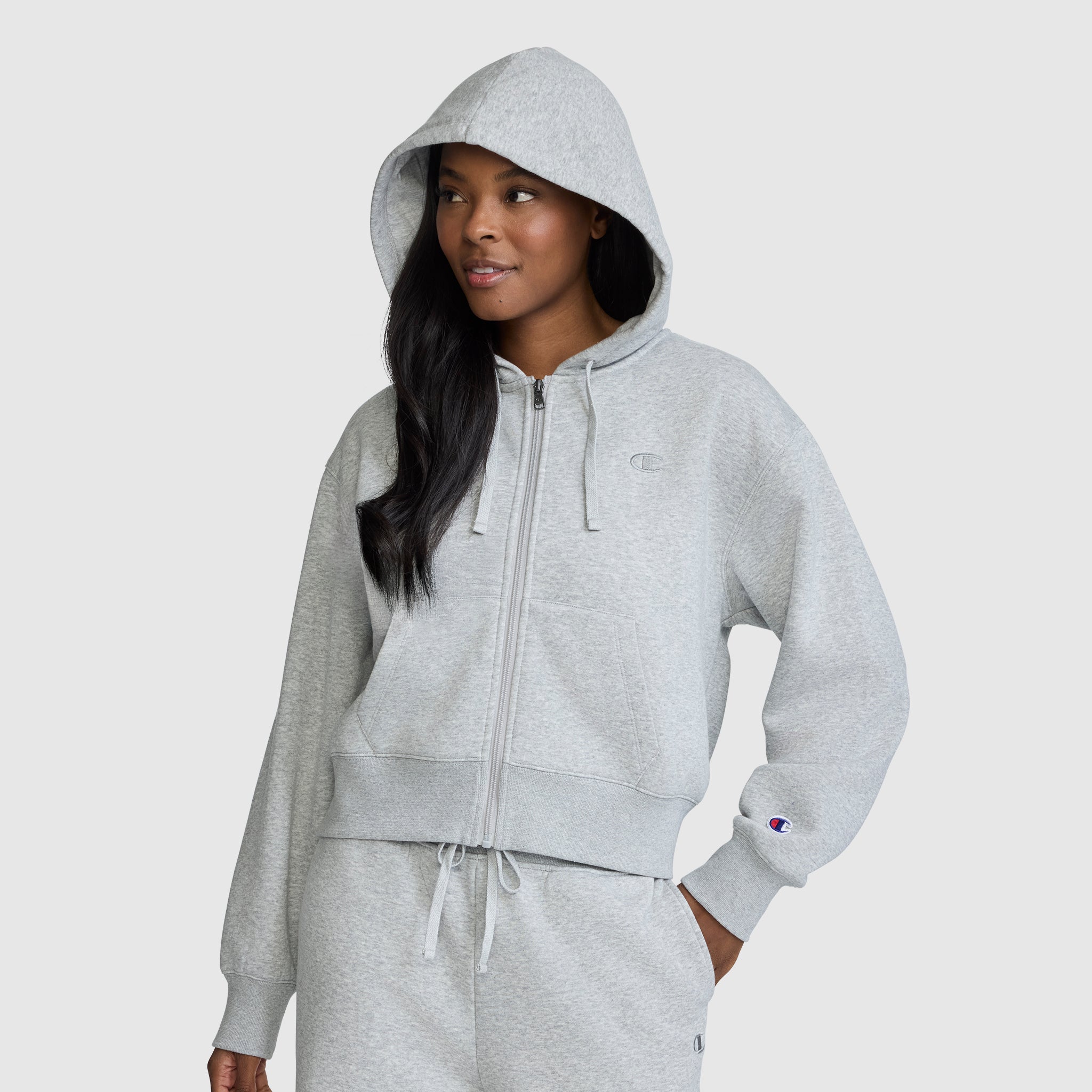 Cropped Zip-Up Hoodie - Image 2