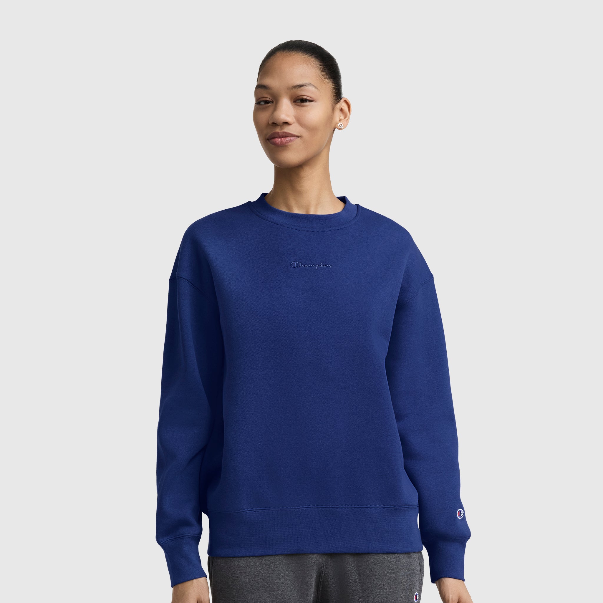 Powerblend Crewneck Sweatshirt. Embroidered Script Logo