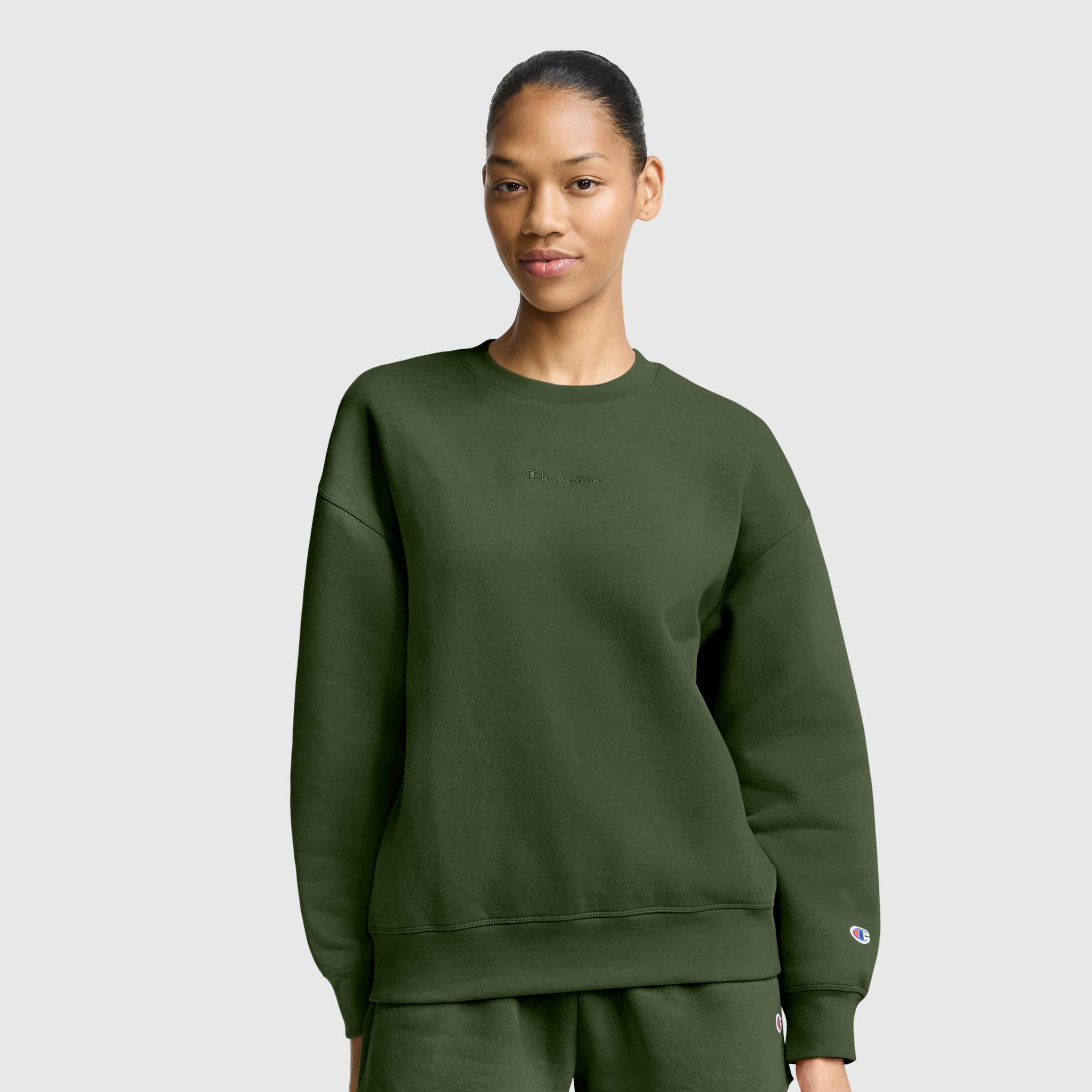 Powerblend Crewneck Sweatshirt. Embroidered Script Logo