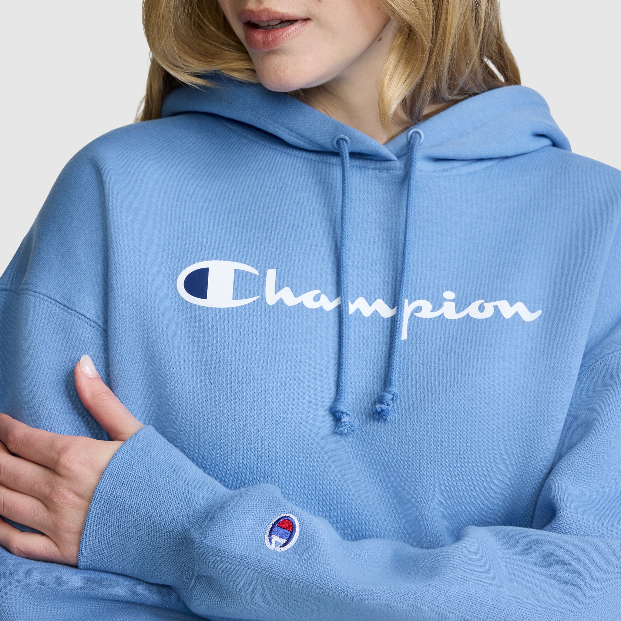 Champion Women's Powerblend Relaxed Hoodie. Script Logo - Image 5