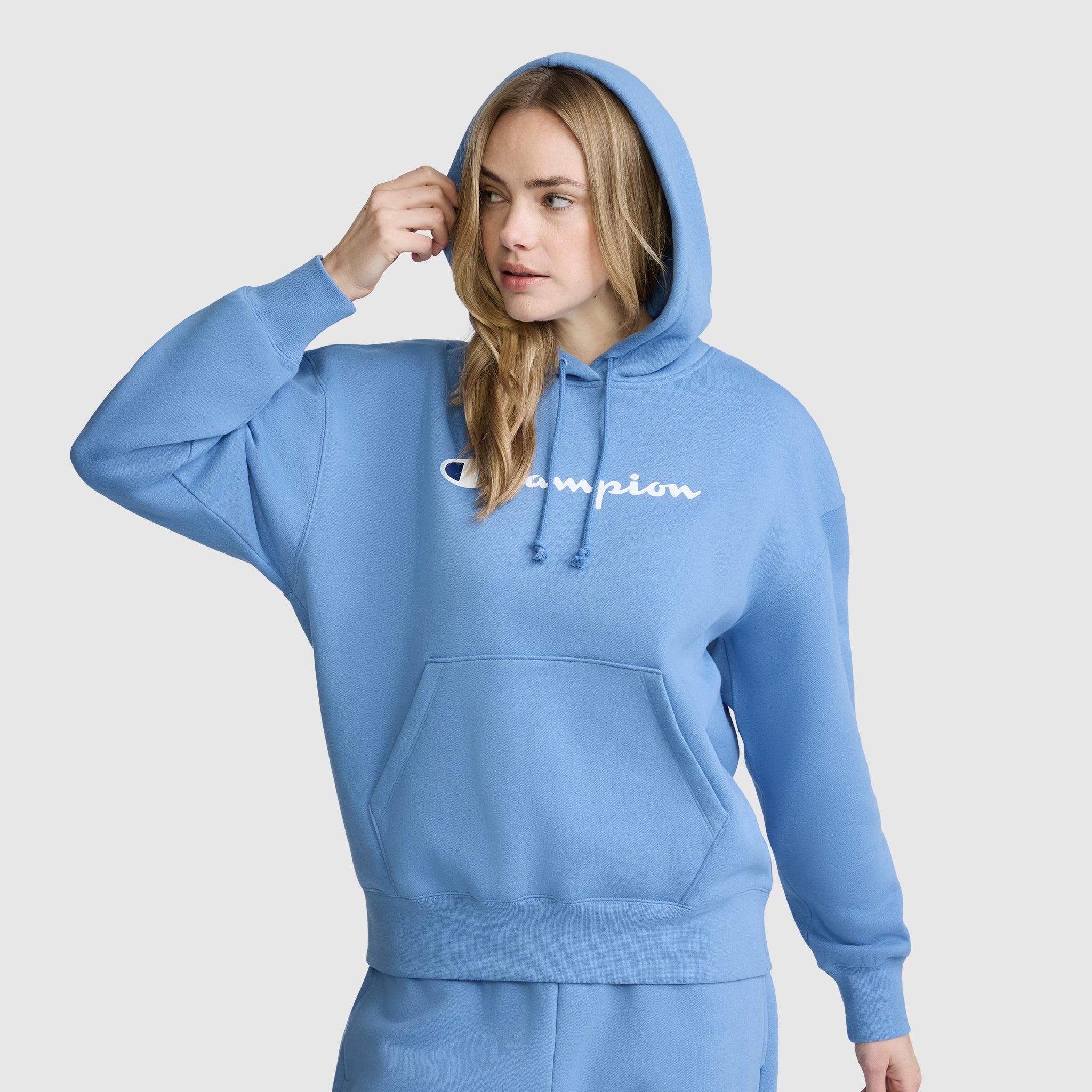 Champion Women's Powerblend Relaxed Hoodie. Script Logo - Image 2