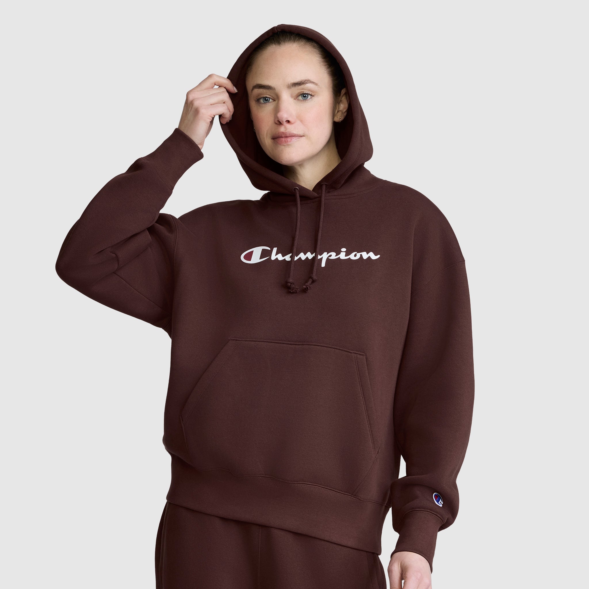 Champion Women's Powerblend Relaxed Hoodie. Script Logo - Image 2